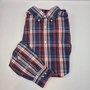 Roundtree & Yorke Casuals Mens XL Red Blue Plaid Button Down Long Sleeve Shirt